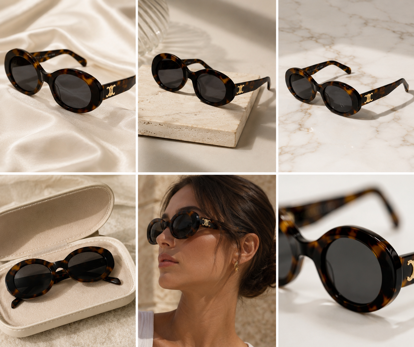Triomphe Oval Tortoiseshell Sunglasses