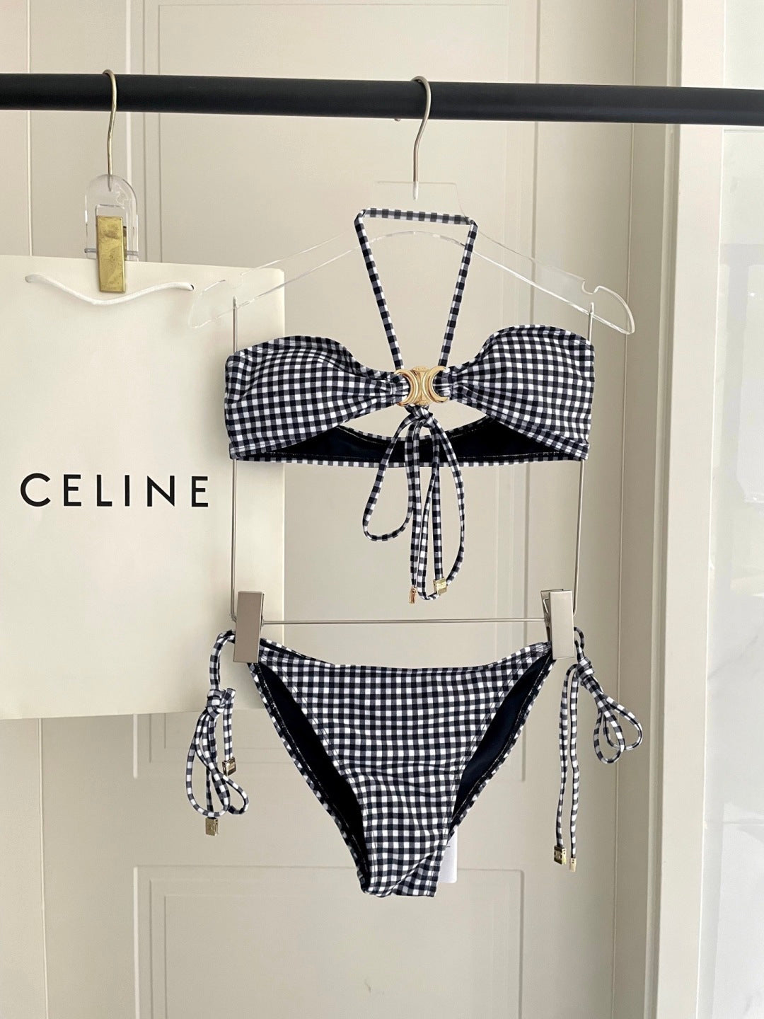 Gingham Charm Tie-Side Bikini Set